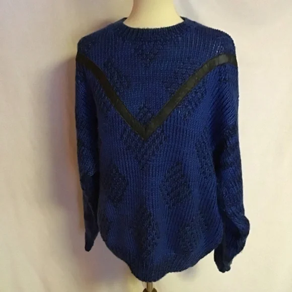 EUC✨ GABRIELLE vintage women's large blue 80s oversized sweater - Picture 4 of 8